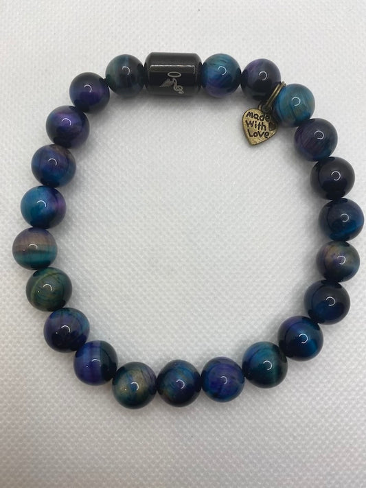 8MM Purple Multicolor Tiger Eye Stone Bracelet